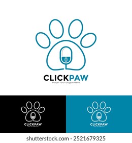 Cursor mouse Pet Paw Clique Internet Website Design de logotipo Modelo de marca. Adequado para tecnologia, animais de estimação e negócios