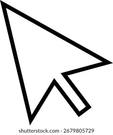 Cursor mouse pointer arrow in black flat and line style, computer click navigation UI UX symbol bundle, web design element pack, silhouette outline graphic isolated on transparent background