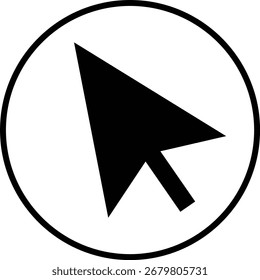 Cursor mouse pointer arrow in black flat and line style, computer click navigation UI UX symbol bundle, web design element pack, silhouette outline graphic isolated on transparent background