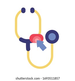 cursor mouse with stethoscope health online detaild style vector illustration design