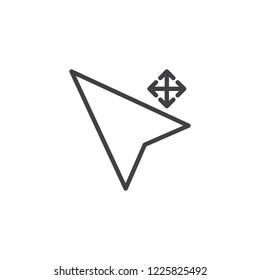 Cursor move arrow button outline icon. linear style sign for mobile concept and web design. Computer mouse cursor simple line vector icon. Mouse pointer click symbol, logo illustration. Pixel perfect