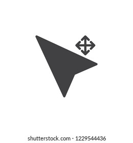 Cursor move arrow button vector icon. filled flat sign for mobile concept and web design. Computer mouse cursor simple solid icon. Mouse pointer click symbol, logo illustration. Pixel perfect vector