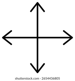 Cursor move icon Black and white outline flat sign vector