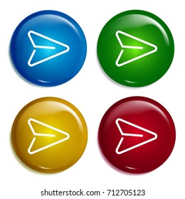 Cursor multi color gradient glossy badge icon set. Realistic shiny badge icon or logo mockup