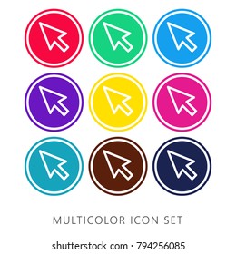 Cursor nine color flat and material icon set