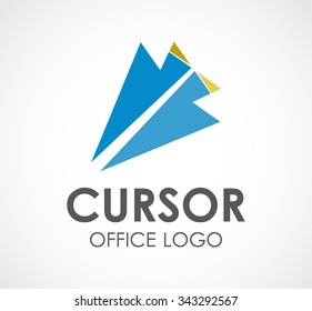 Cursor office of pointer abstract vector and logo design or template arrow business icon of company identity symbol concept