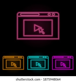 cursor on browser color neon set. Simple thin line, outline vector of web icons for ui and ux, website or mobile application