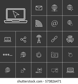 Cursor on laptop. Linear internet icons set. Universal internet icon to use in web and mobile UI. Internet icons sign.