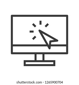 Cursor on monitor vector, Online shopping line design icon editable outline