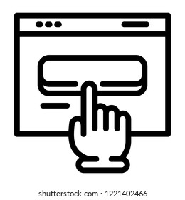 Cursor on window icon. Outline cursor on window vector icon for web design isolated on white background