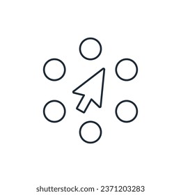 Cursor and options. Choice. Vector linear icon isolated on white background.