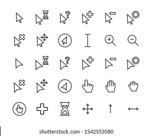 Cursor outline icon set. Vector and Illustration.