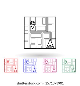 Cursor and pin on the map multi color icon. Simple thin line, outline vector of navigation icons for ui and ux, website or mobile application