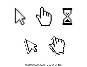 Cursor pixel mouse arrow pointer click icon. Vector pixel cursor arrow. Vector eps10.