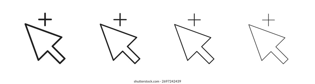 Cursor plus icon collection. Line vector sign, symbol for web and mobile
