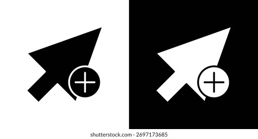Cursor plus icon, logo elements of graphic designs