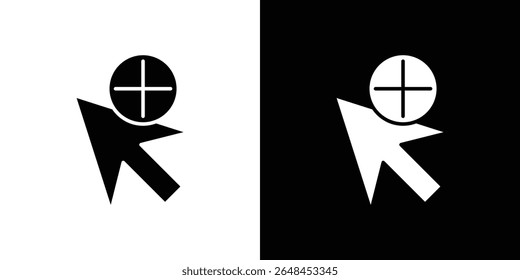 Cursor plus icon symbol collection. Flat vector stock illustration.