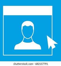 Cursor point to person on monitor in simple style isolated on white background vector illustration