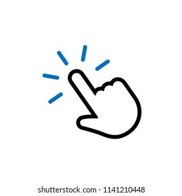 Cursor pointer icon, click hand linear vector