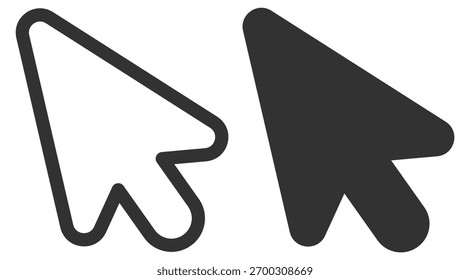 Ícone do ponteiro do cursor. Seta do mouse e símbolo da ferramenta de seleção no fundo transparente