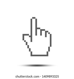 Cursor Pointer Icon Template. Click Finger Pixel Illustration Design.