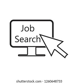 cursor pointer to monitor about job search icon. Element of HR & Heat hunting for mobile concept and web apps icon. Thin line icon for website design and development