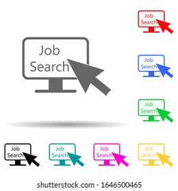 cursor pointer to monitor about job search multi color style icon. Simple glyph, flat vector of hr and heat hunting icons for ui and ux, website or mobile application