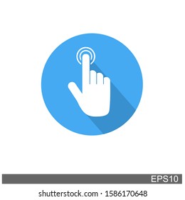 Cursor pointer symbol .Hand Click linear style in the blue circle .logo illustration.