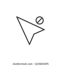 Cursor prohibited outline icon. linear style sign for mobile concept and web design. Computer mouse cursor simple line vector icon. Mouse pointer click symbol, logo illustration. Pixel perfect vector
