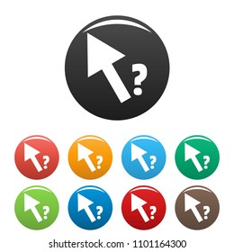 Cursor question icon. Simple illustration of cursor question vector icons set color isolated on white
