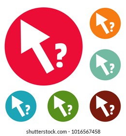 Cursor question icons circle set vector isolated on white background