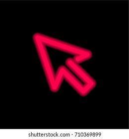 Cursor red glowing neon ui ux icon. Glowing sign logo vector