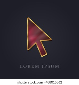 Cursor Red Ruby with Golden Frame Precious Jewellery Icon / Logo Design