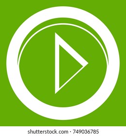 Cursor to right in circle icon white isolated on green background. Vector illustration