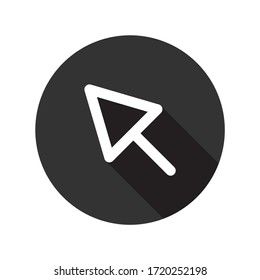 Vorzeichen. Computerpfeil-Symbol. Cursor-Vektorsymbol. EPS10-Piktogramm mit flachen Symbolen. Rundsymbol-Design mit Schatten