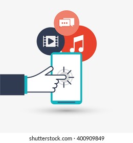 cursor and smartphone design, vector illustration