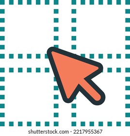 cursor and square illustration in minimal style isolated on background