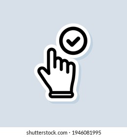 Cursor sticker. Clicking hand cursor icon. Clicking finger icon, hand pointer. Vector on isolated white background. EPS 10.