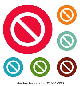 Cursor stop element icons circle set vector isolated on white background