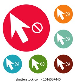 Cursor stop icons circle set vector isolated on white background