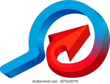 Cursor symbol in blue and red. Click icon. Arrow clicking sign isolated on white background. Vector illustration