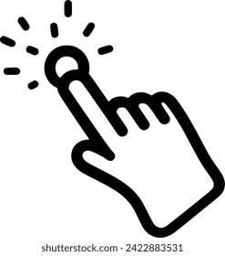 Cursor tap clicking outline icon. linear style sign for mobile sign, symbol, vector, art