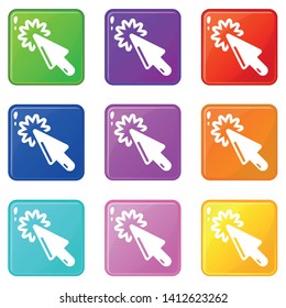 Cursor technology icons set 9 color collection isolated on white for any design