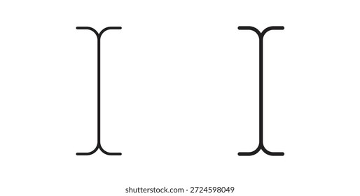 Cursor text icon glyph and line set thin line symbol concept.