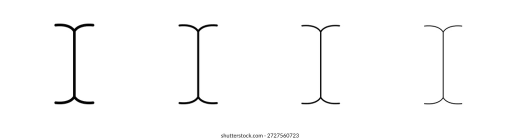 Icono de texto del cursor en estilo de línea de trazo moderno. Vector 10 eps