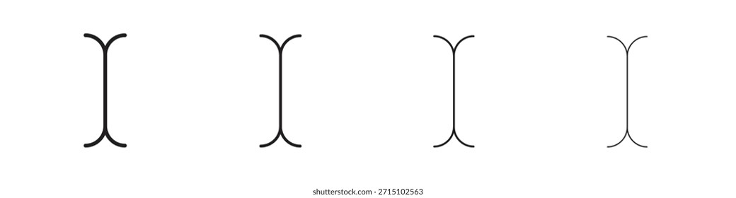 Cursor text icon set. A collection of simple black thin strokes icons