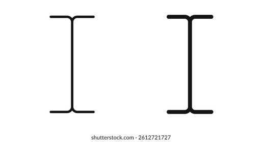 Cursor text icons in black fill and line style