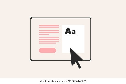 Cursor, Text Transformation, Zoom Tool. Element Design Layout. Vector Illustration In Flat Style.