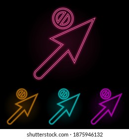 cursor under prohibition color neon set. Simple thin line, outline vector of web icons for ui and ux, website or mobile application