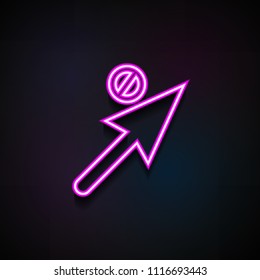 cursor under prohibition icon. Element of Minimalistic  icons for mobile concept and web apps. Neon cursor under prohibition icon can be used for web and mobile on dark gradient background